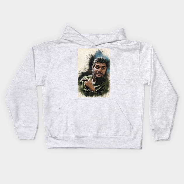 Ernesto CHE Guevara Abstract Watercolor Aesthetic Tasteful Portrait Kids Hoodie by Naumovski